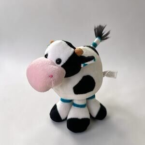 Vintage Fiesta Carmine Cute Cow Plush Stuffed Animal Black White pink 6.5”